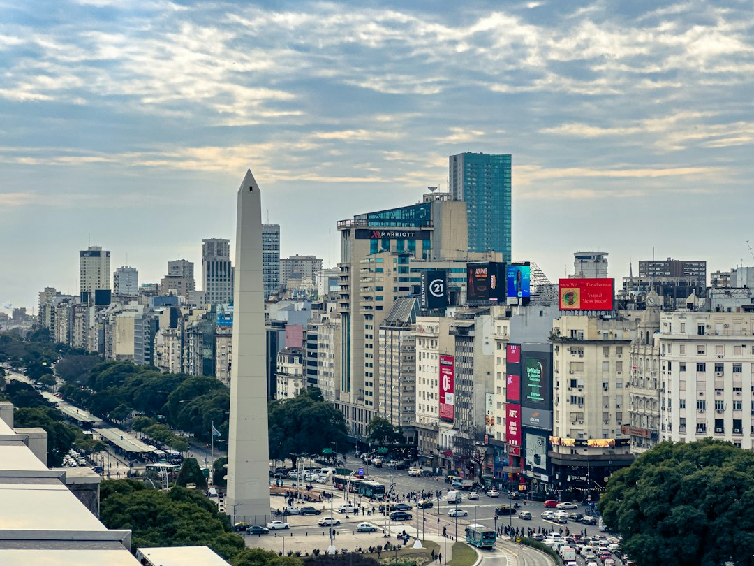 Obelisk and skyline of Buenos Aires, Argentina, for neighborhood selection guide