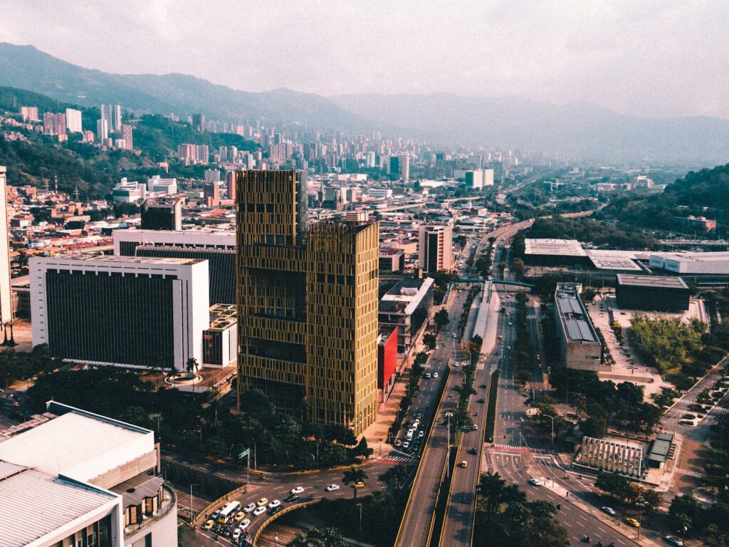 Medellin Colombia city and mountain valley