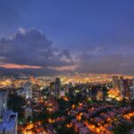 View of Medellín, Colombia, from a rooftop in El Poblado looking across the valley