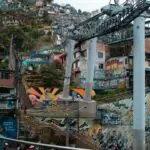 Colorful street art in Comuna 13 Medellín Colombia