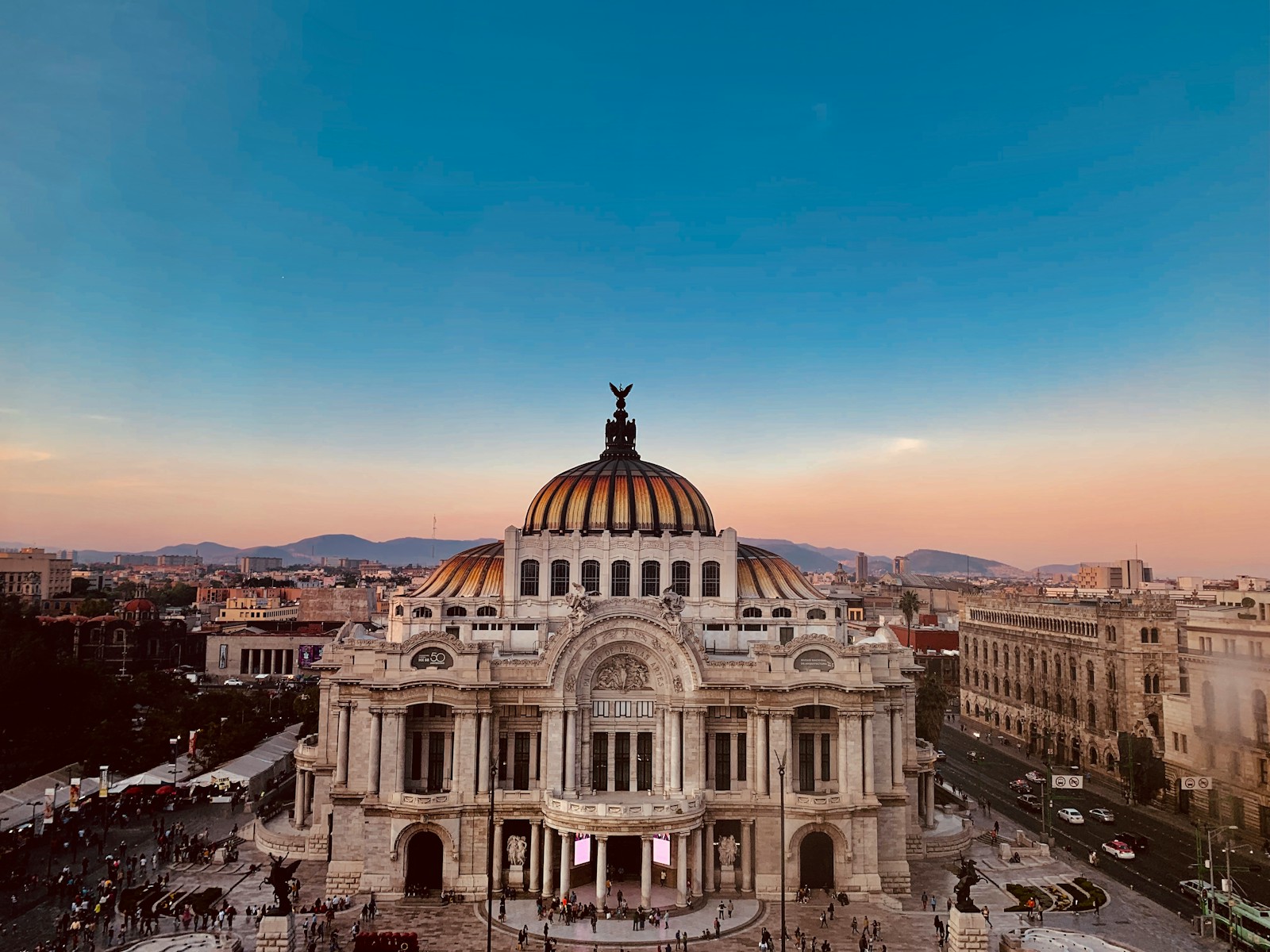 Historic church facade and blue sky in Mexico